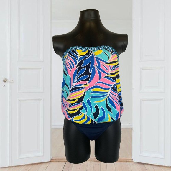 Anne Cole Other - Anne Cole Blouson Tummy Hiding Strapless Tankini Top Swimsuit Women's Size 12